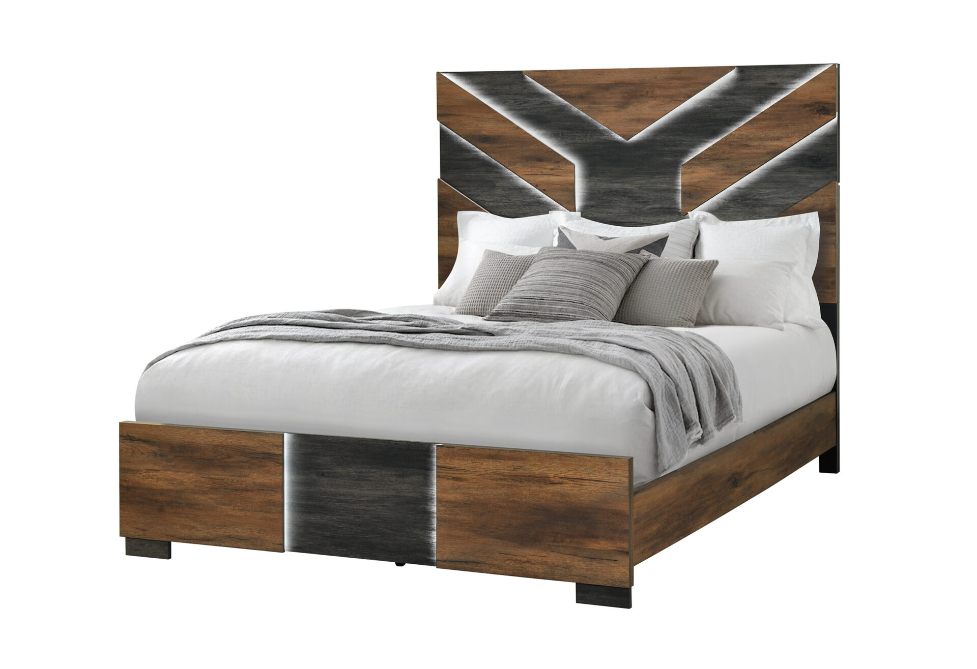 Optimus Bed with LED, Brown/Black – view 4