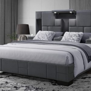 Oscar Bed with Wireless Charging, Dark Grey – view 1