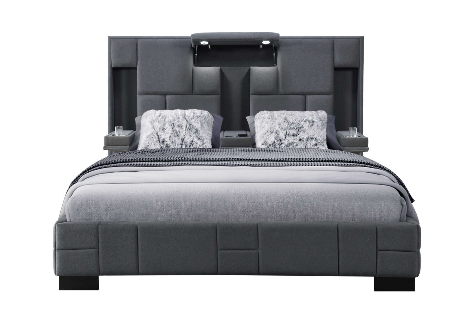 Oscar Bed with Wireless Charging, Dark Grey – view 3