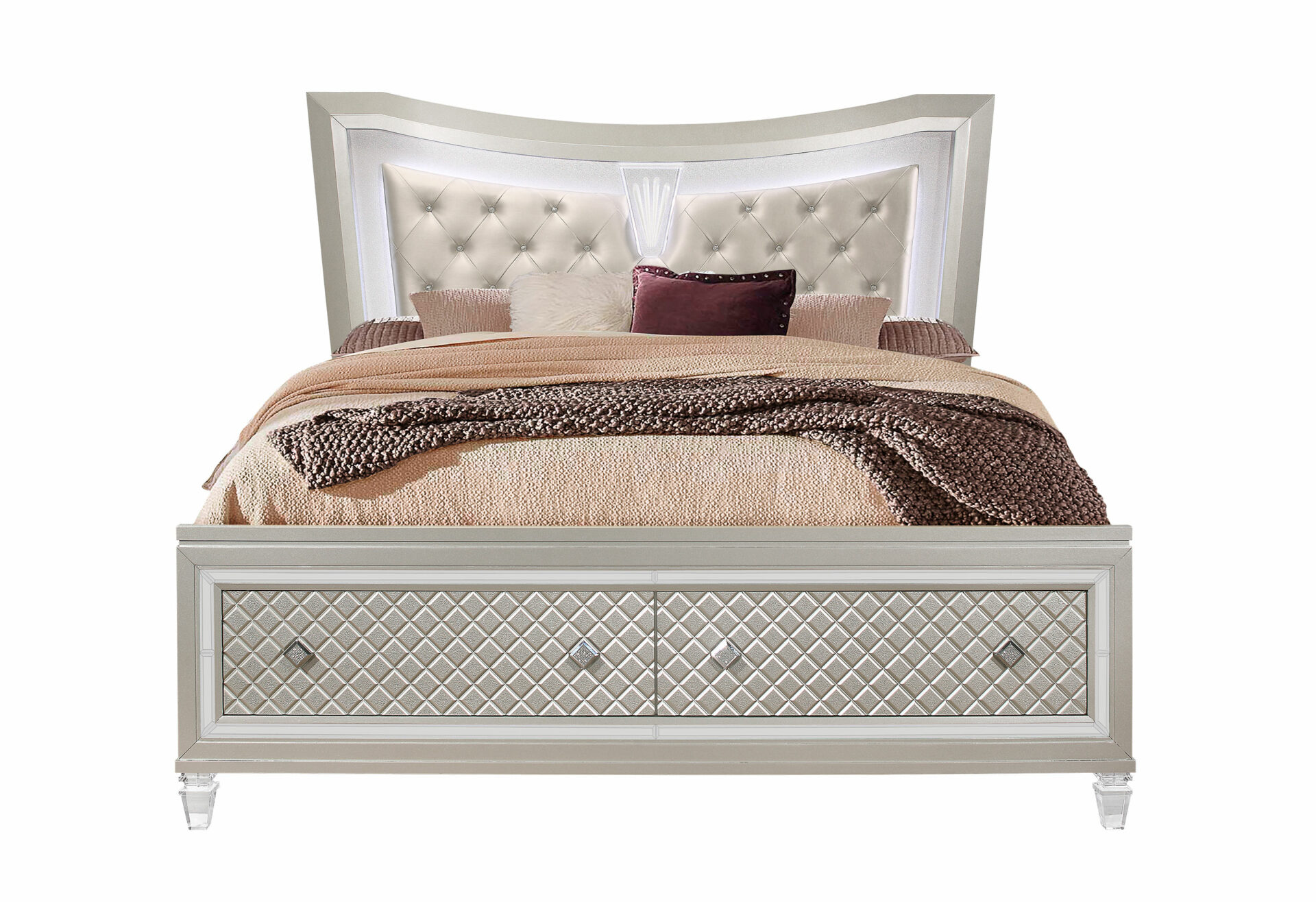 Paris Bed with LED, Champagne – view 1