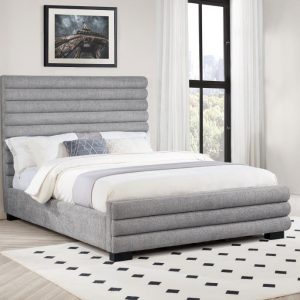 Patricia Bouclé Upholstered Bed, Grey – view 1