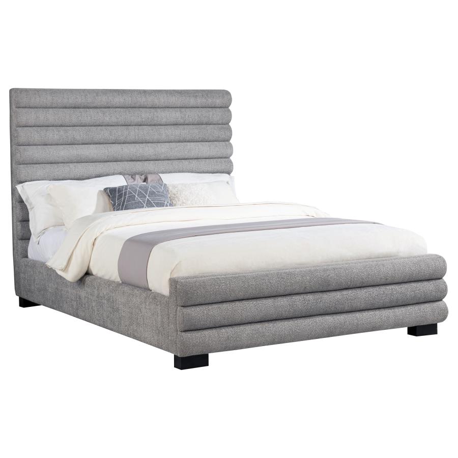 Patricia Bouclé Upholstered Bed, Grey – view 3