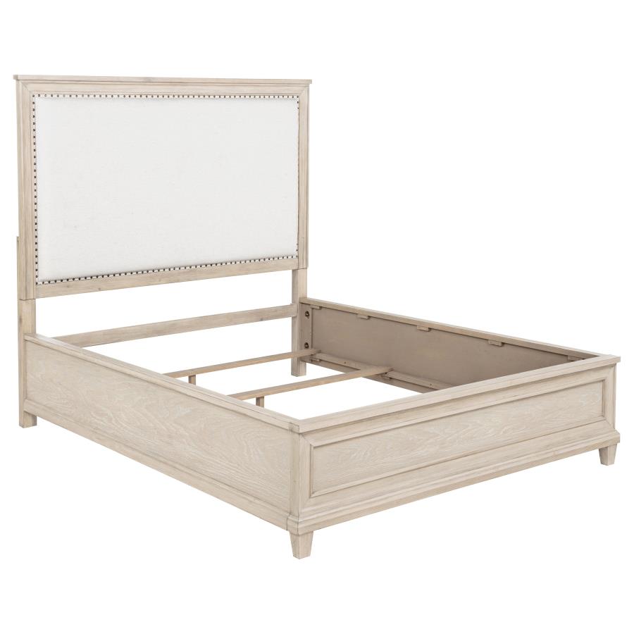 Pembroke Upholstered Panel Bed, Washed Oak – view 2