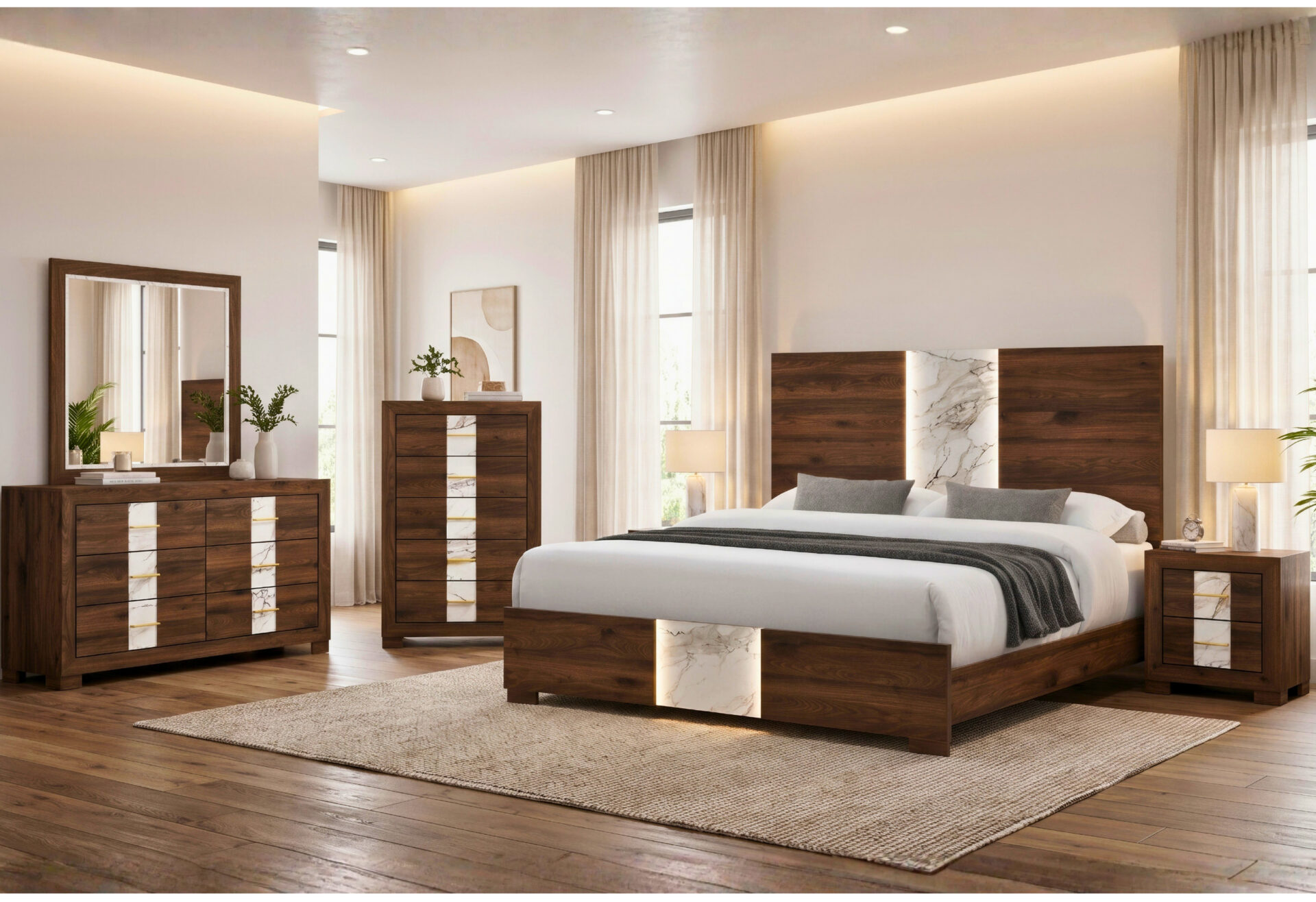 Phoebe Bed with LED, Brown – view 4
