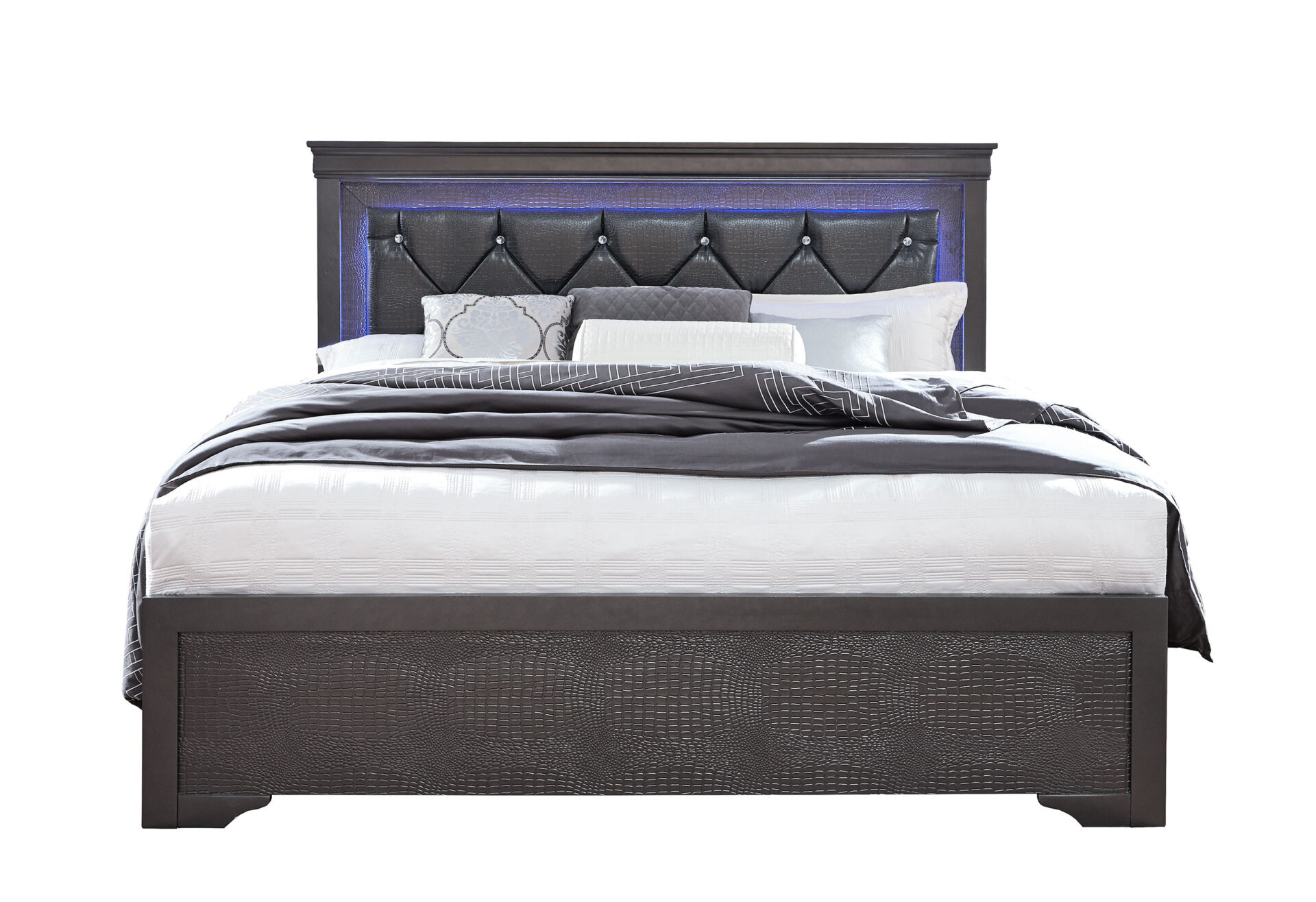 Pompei Bed with LED, Metallic Grey – view 1