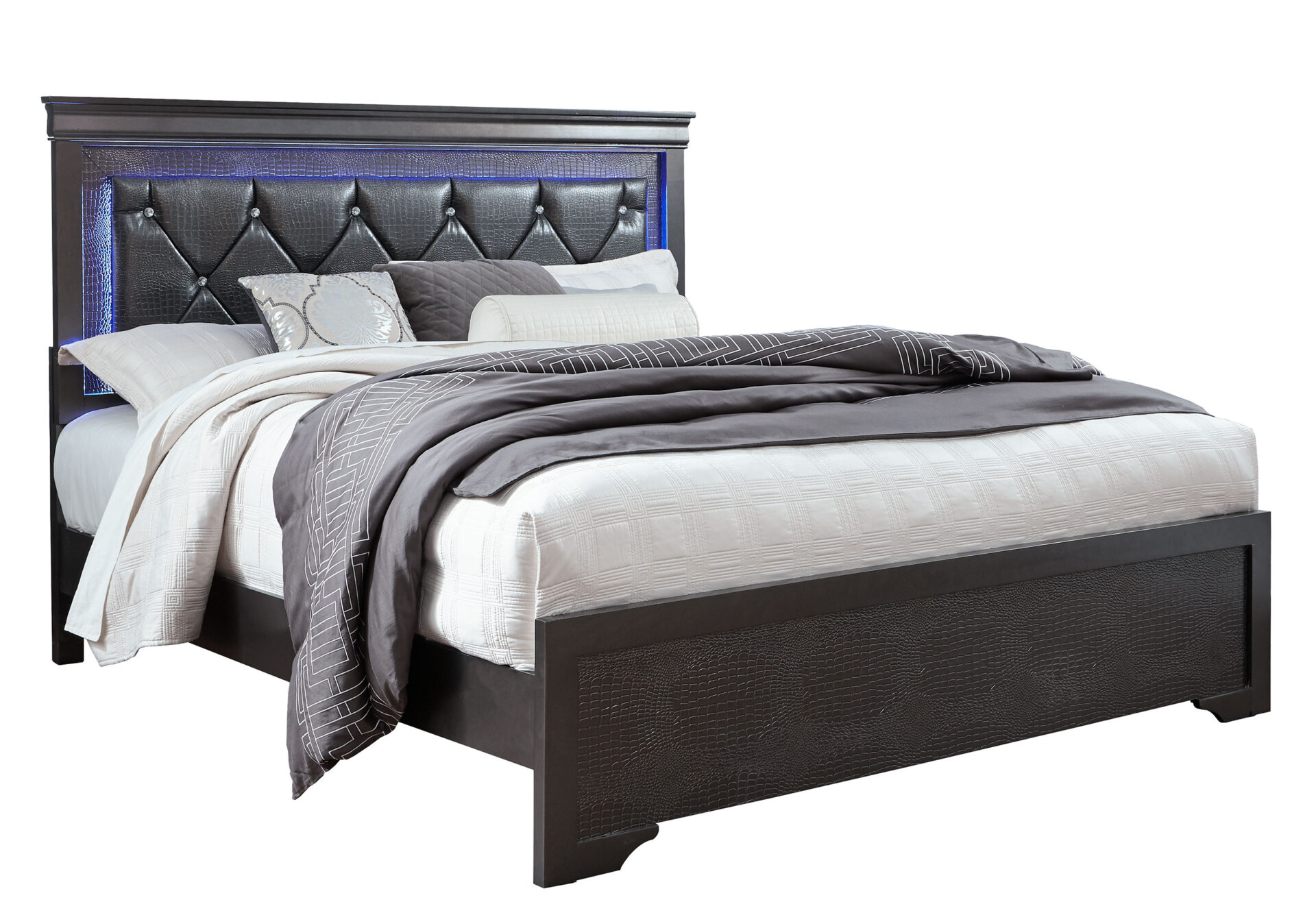 Pompei Bed with LED, Metallic Grey – view 2