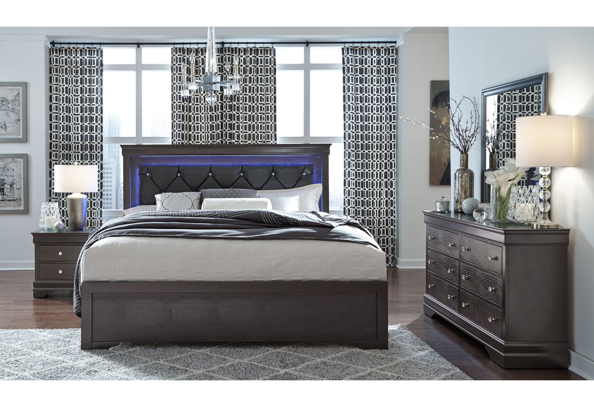 Pompei Bed with LED, Metallic Grey – view 4