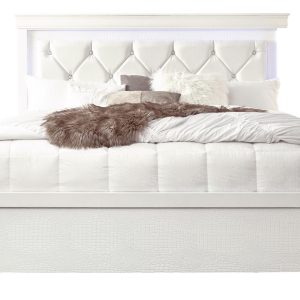 Pompei Bed with LED, Metallic White – view 1