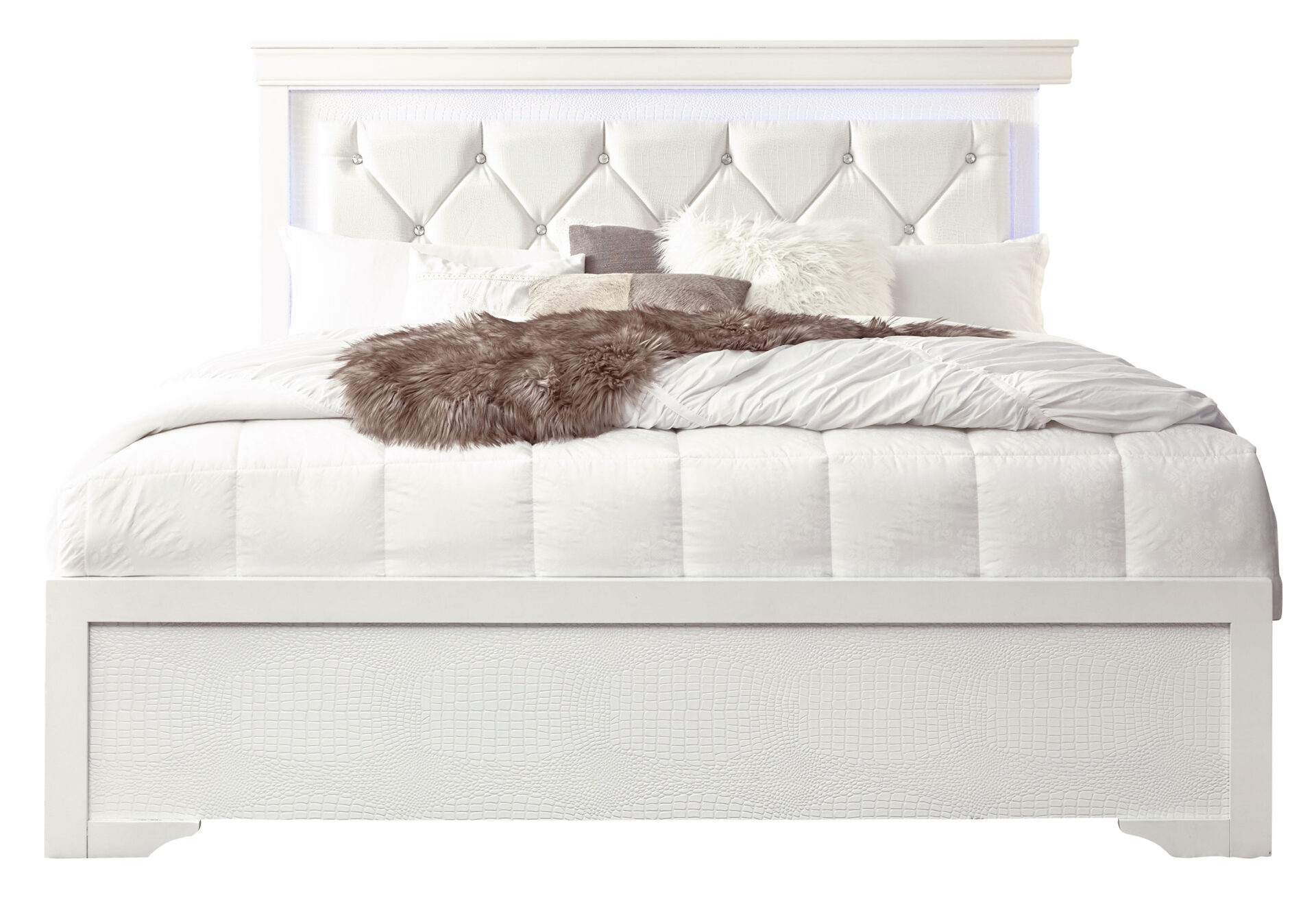 Pompei Bed with LED, Metallic White – view 1