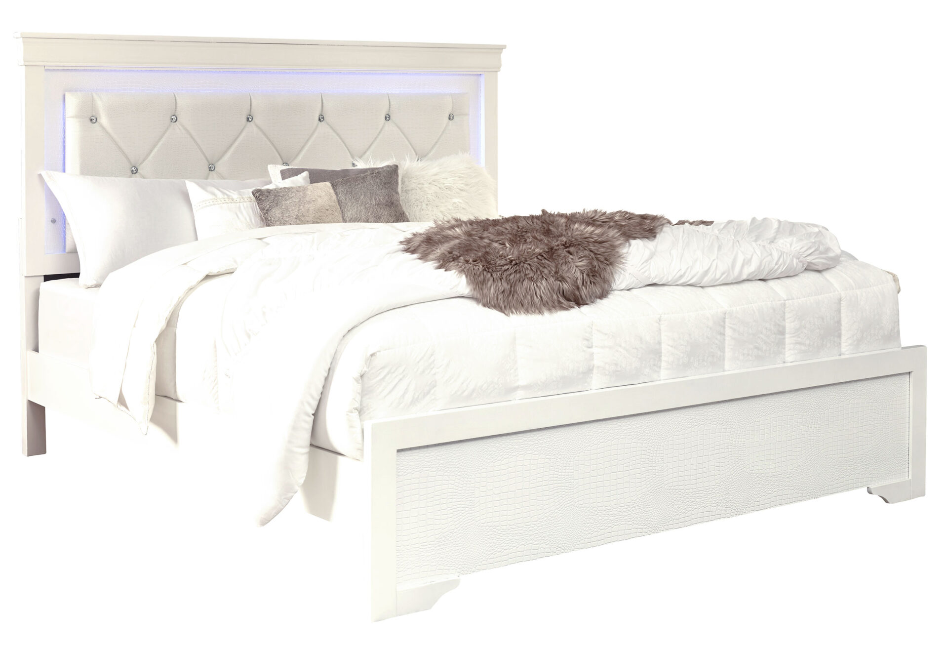 Pompei Bed with LED, Metallic White – view 2