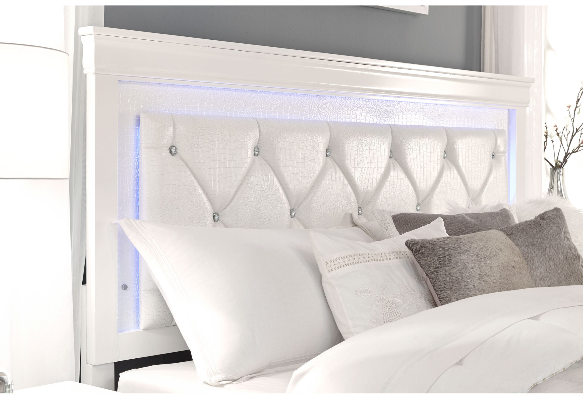 Pompei Bed with LED, Metallic White – view 3