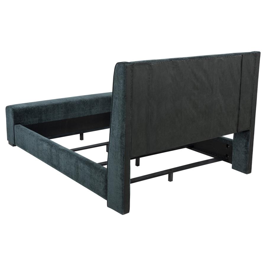 Preston Wingback Bed with Flame Light and Bluetooth Speaker, Dark Blue – view 5
