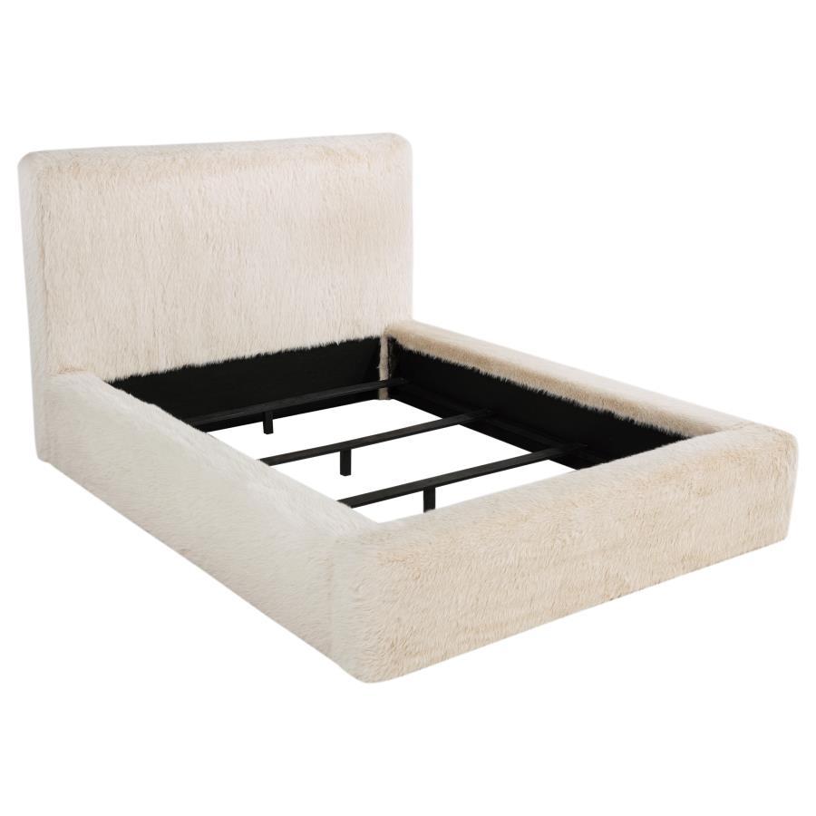 Rebecca Faux Fur Upholstered Bed, Cream – view 2