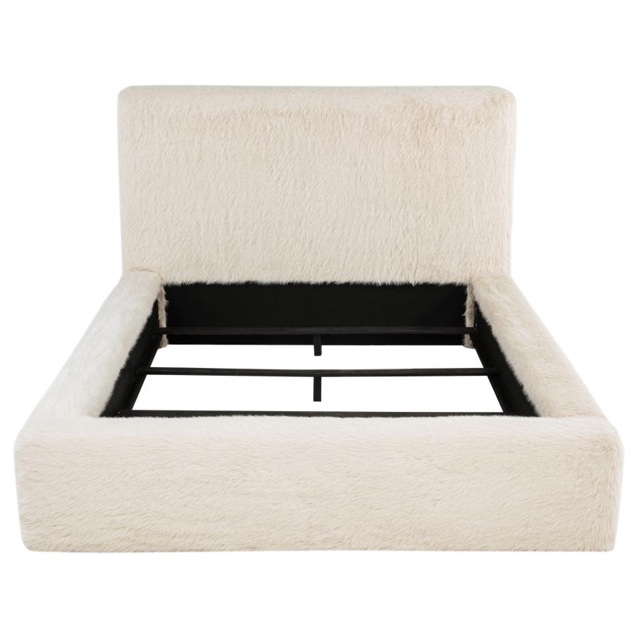 Rebecca Faux Fur Upholstered Bed, Cream – view 4