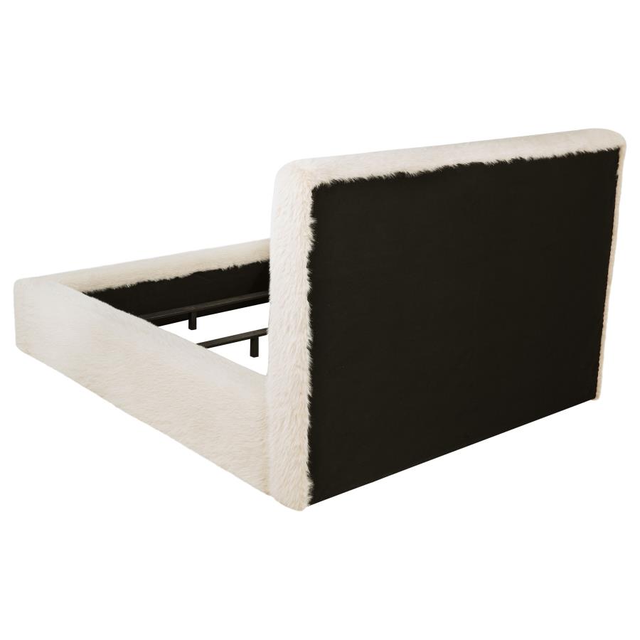 Rebecca Faux Fur Upholstered Bed, Cream – view 5