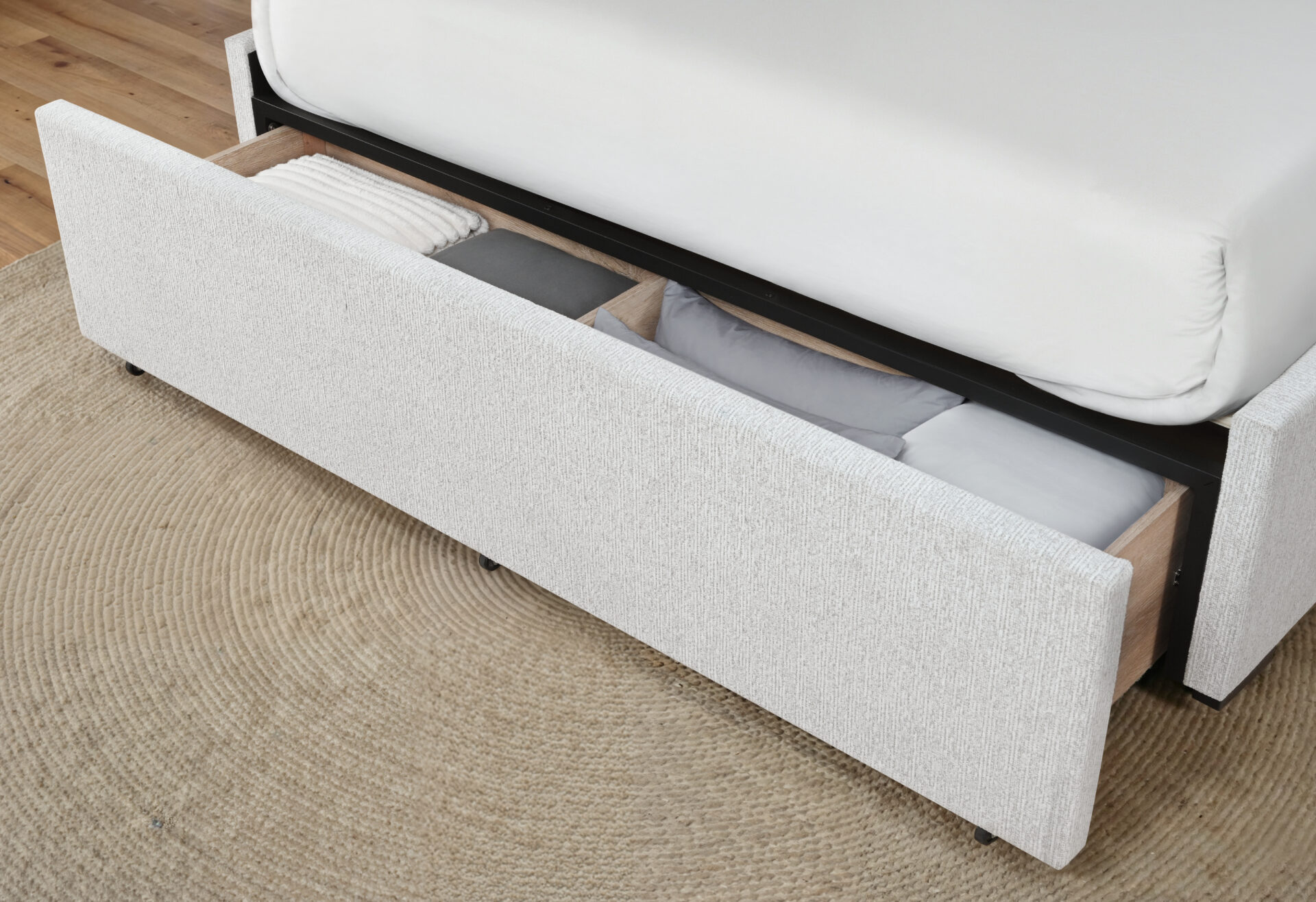 Sadie Storage Bed with USB and LED, Beige – view 2