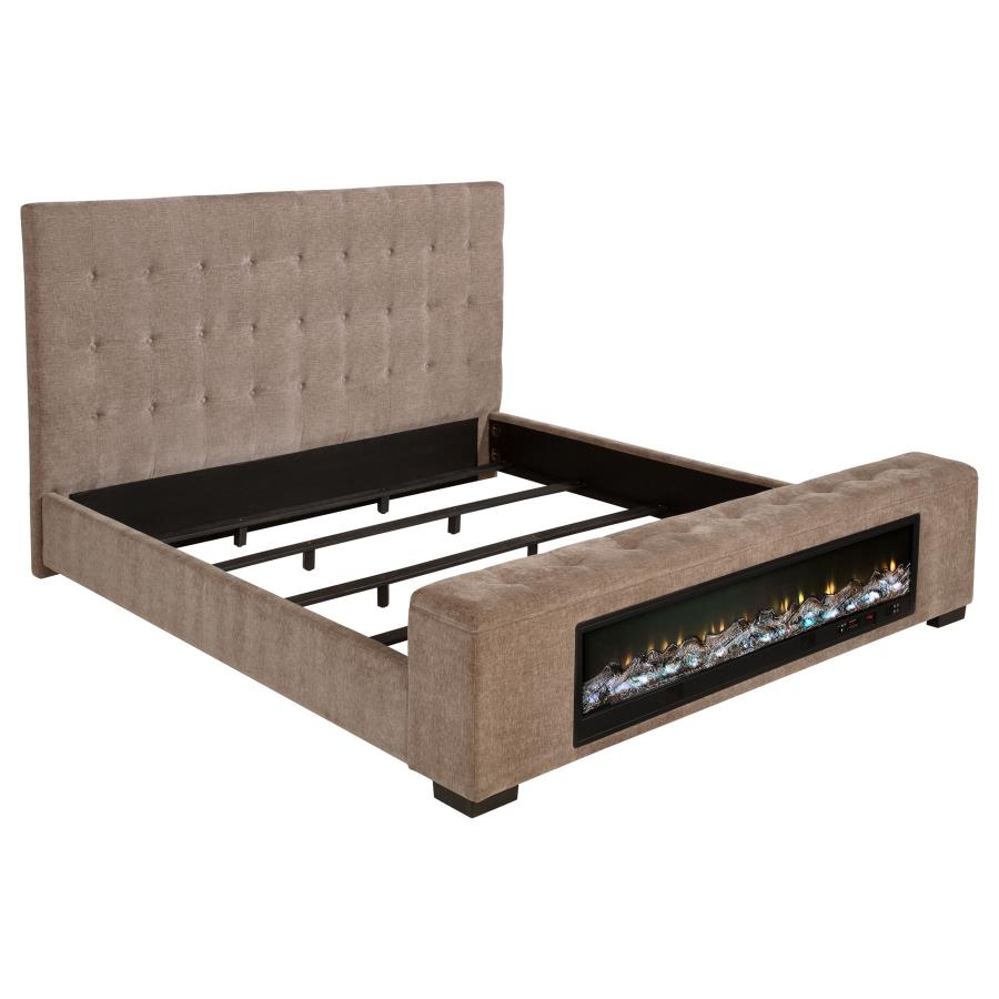 Senna Bed with Flame Light and Bluetooth Speaker, Brown – view 2