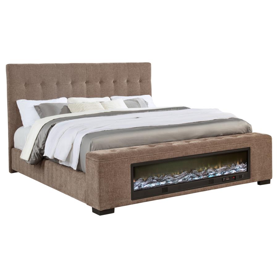 Senna Bed with Flame Light and Bluetooth Speaker, Brown – view 3