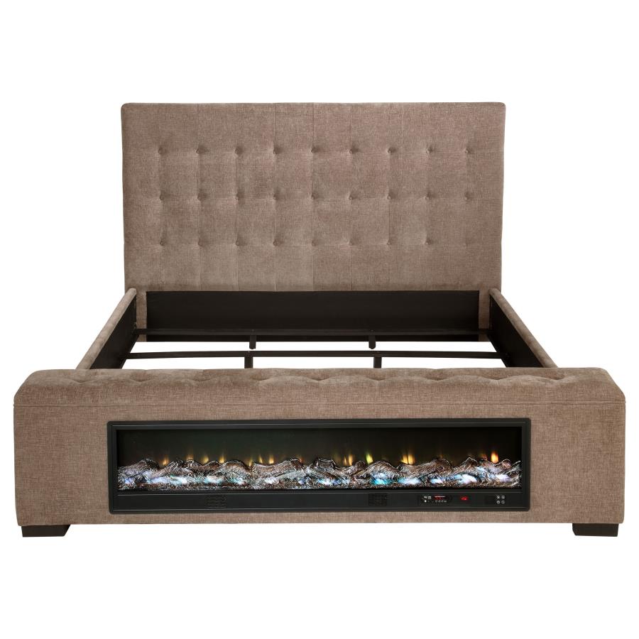 Senna Bed with Flame Light and Bluetooth Speaker, Brown – view 4