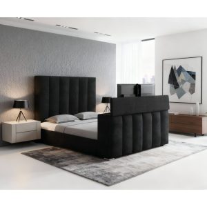 Serenity Bed with Speaker, TV Lift and Fireplace, Onyx – view 1