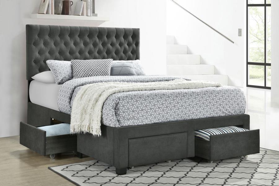Soledad Upholstered Storage Bed, Grey – view 1