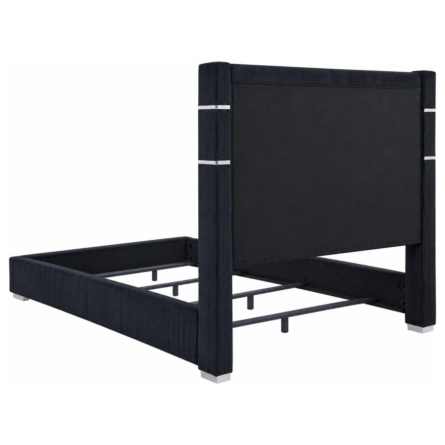 Tisdall Wingback Bed with Flame Light, Black – view 5