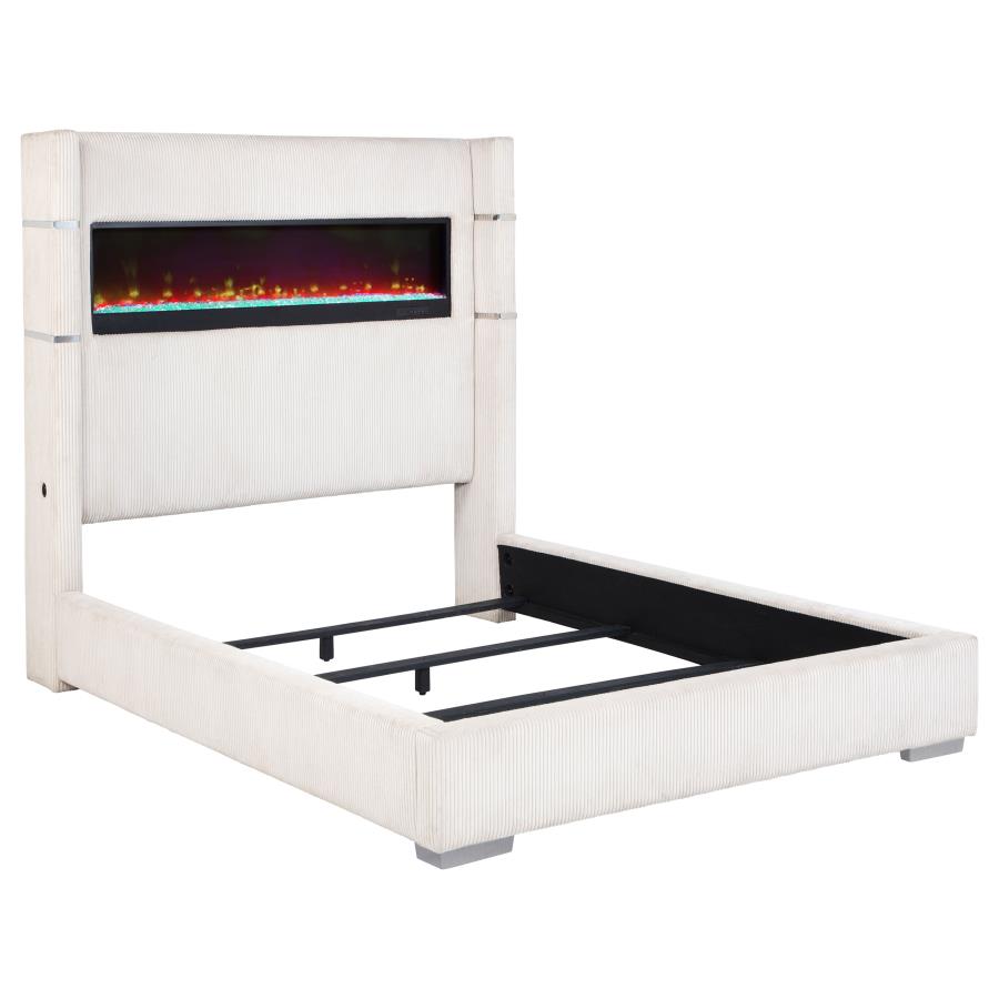 Tisdall Wingback Bed with Flame Light, Cream – view 2