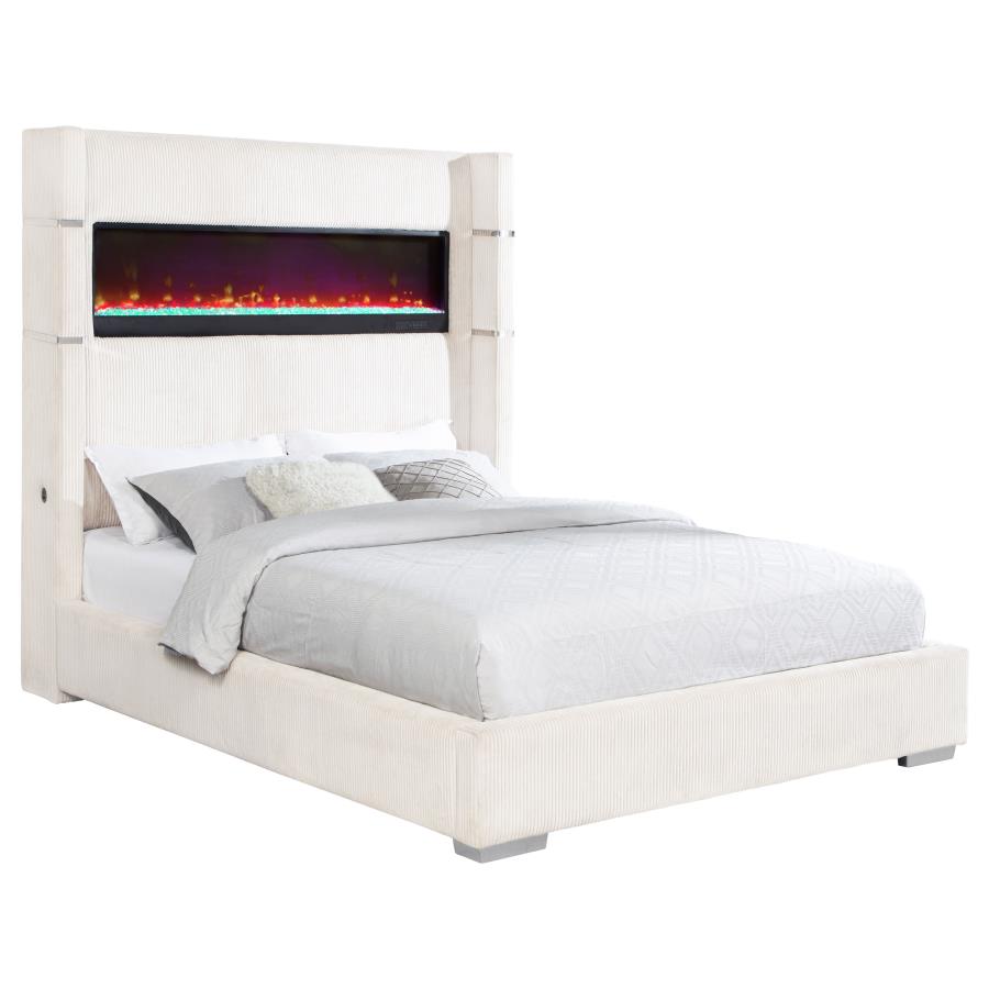 Tisdall Wingback Bed with Flame Light, Cream – view 3