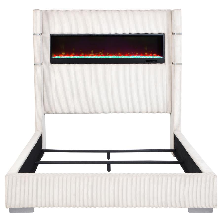 Tisdall Wingback Bed with Flame Light, Cream – view 4