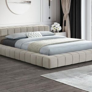 Trinity Upholstered Floor Bed, Light Taupe – view 1