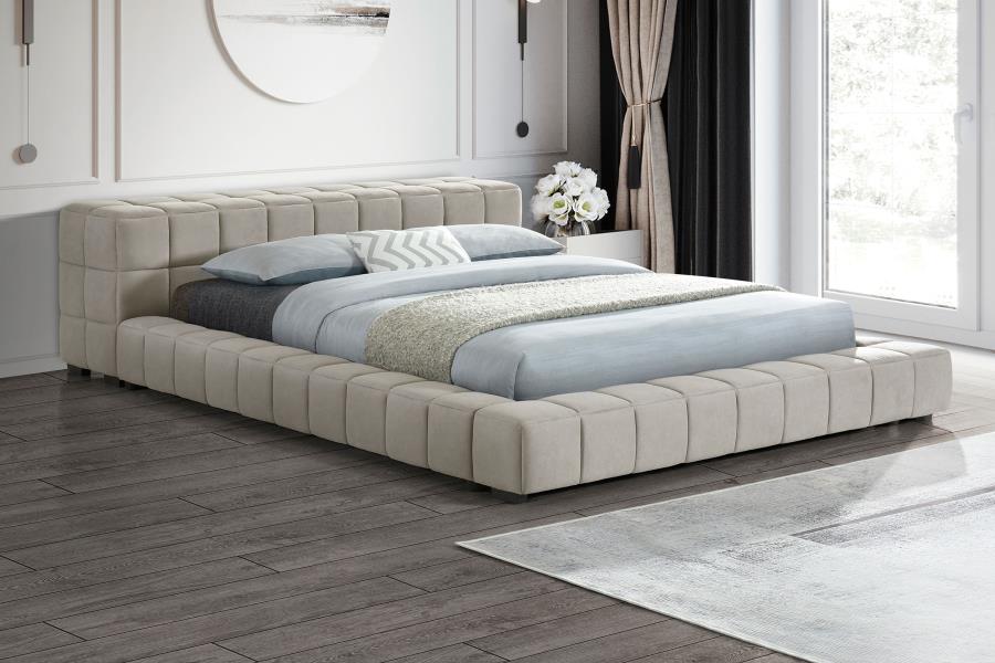 Trinity Upholstered Floor Bed, Light Taupe – view 1
