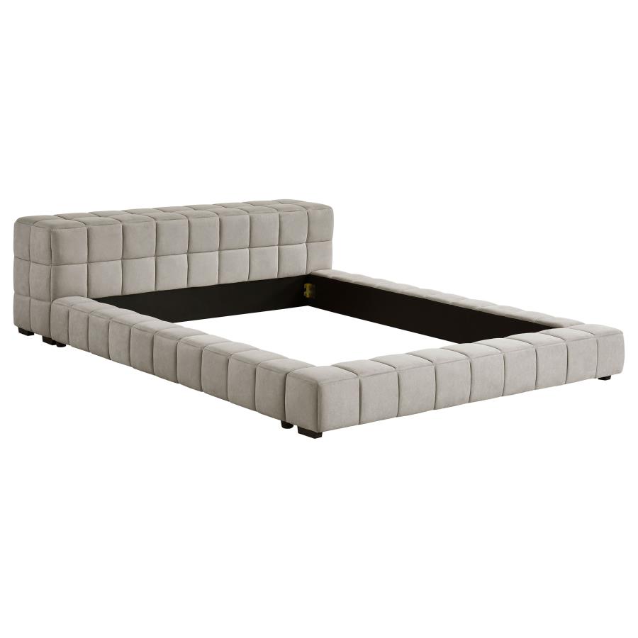 Trinity Upholstered Floor Bed, Light Taupe – view 2