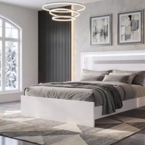Viana Platform Bed with LED, White High Gloss – view 1