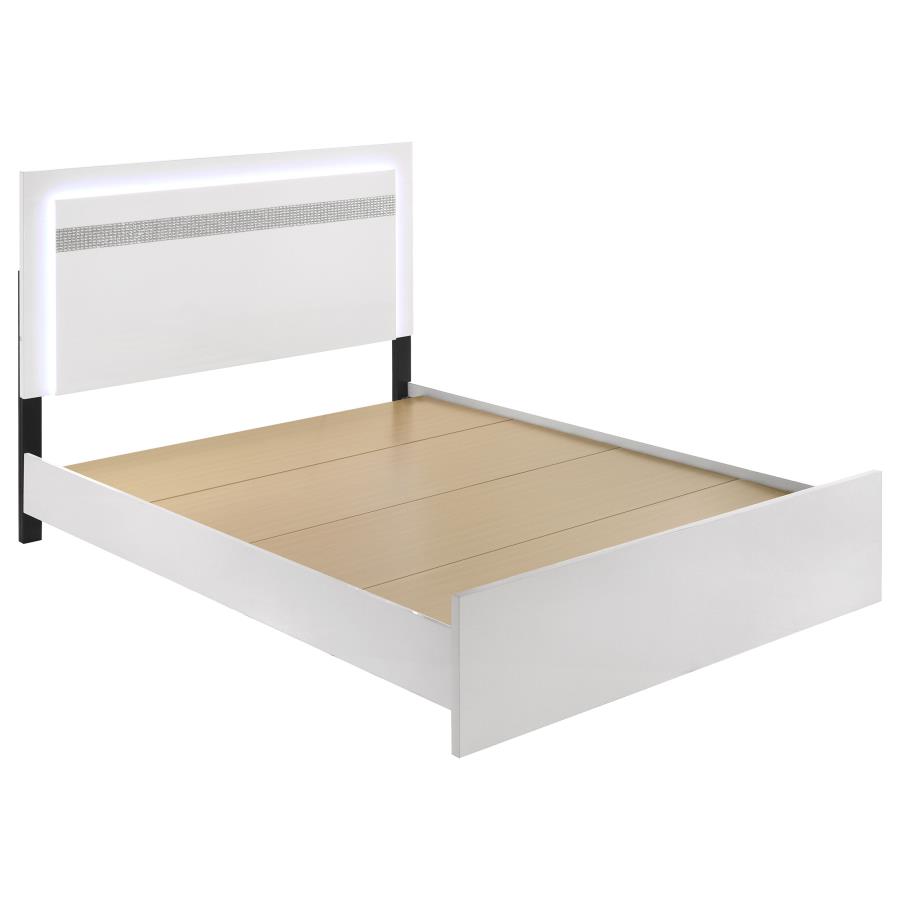 Viana Platform Bed with LED, White High Gloss – view 2