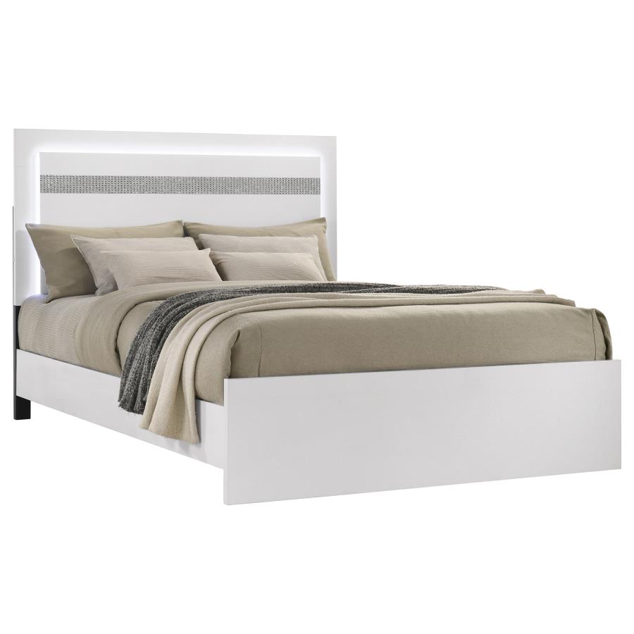 Viana Platform Bed with LED, White High Gloss – view 3