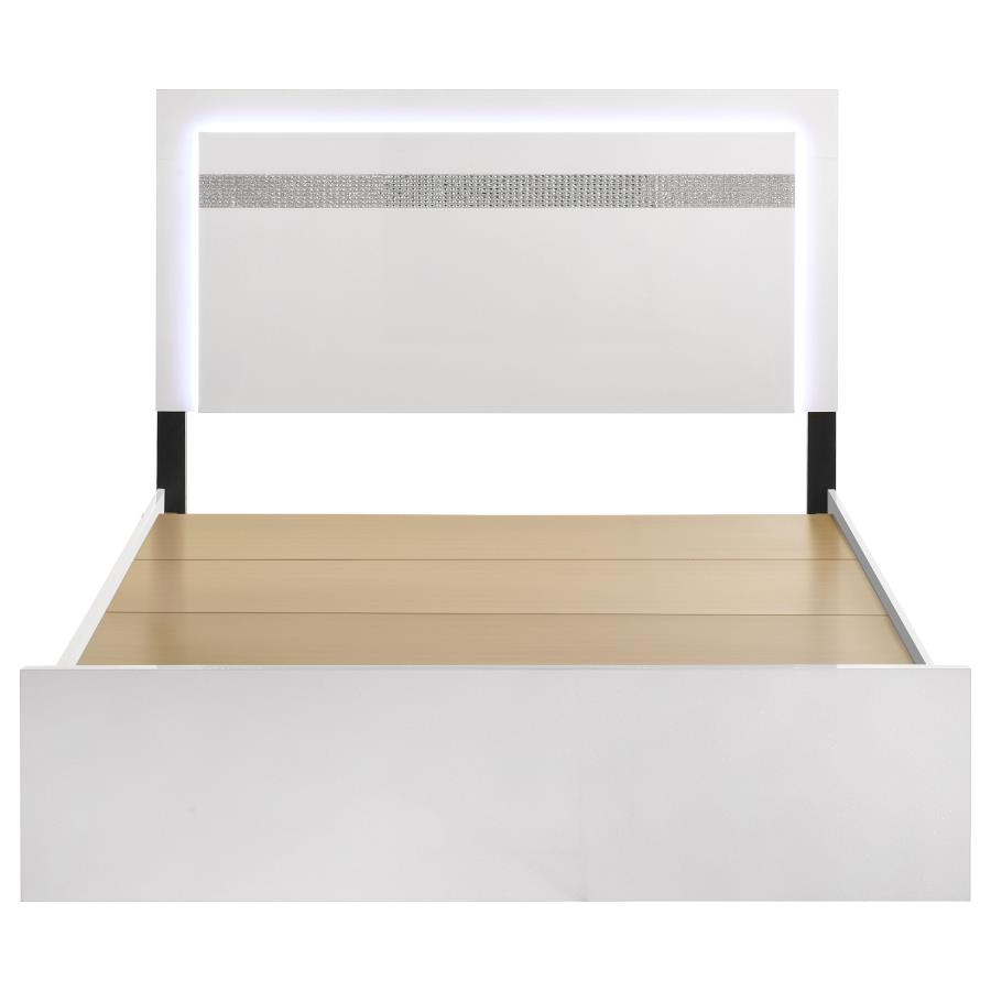 Viana Platform Bed with LED, White High Gloss – view 4