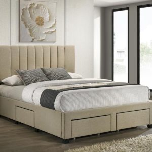 Wheatland Upholstered Storage Bed, Light Brown – view 1