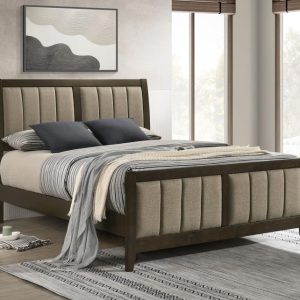 Wilkes Upholstered Panel Bed, Dark Cocoa – view 1