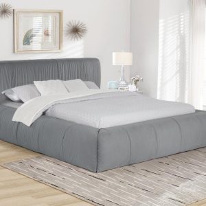 Wilshire Upholstered Platform Bed, Grey – view 1