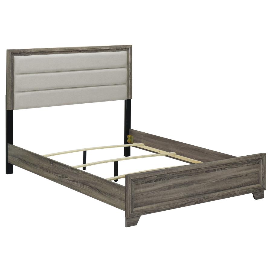 Wright Upholstered Bed, Brown Oak – view 2
