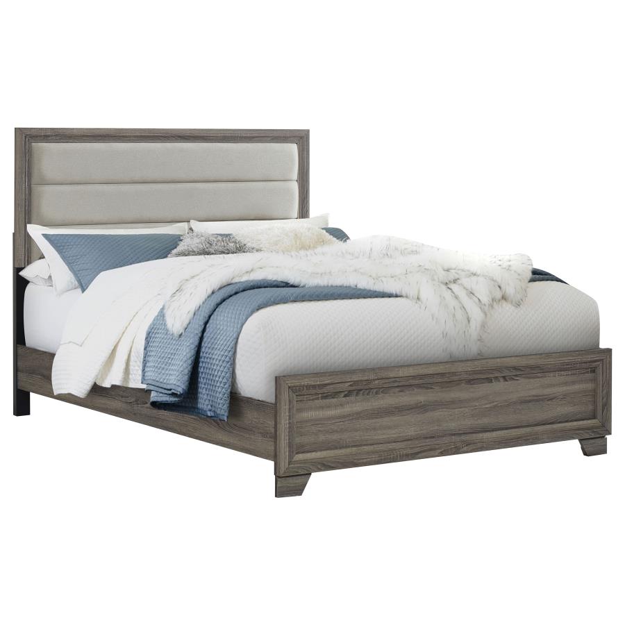 Wright Upholstered Bed, Brown Oak – view 3